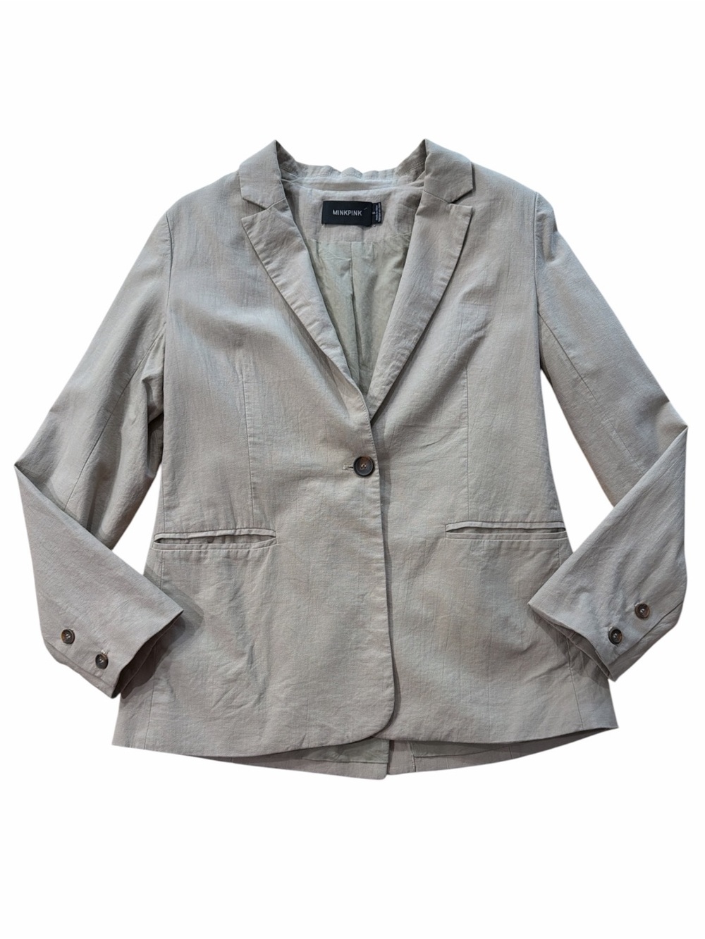 MINKPINK Single Button Tan Women's Single-Button Blazer